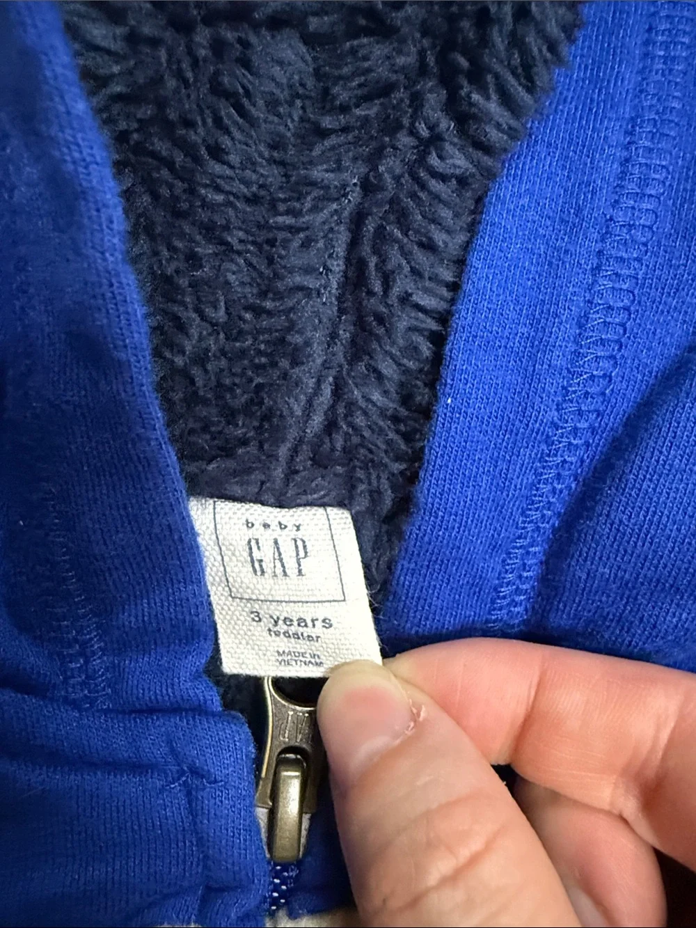 GAP Royal Blue Hooded Zip-Up Sweatshirt with Multicolor Logo